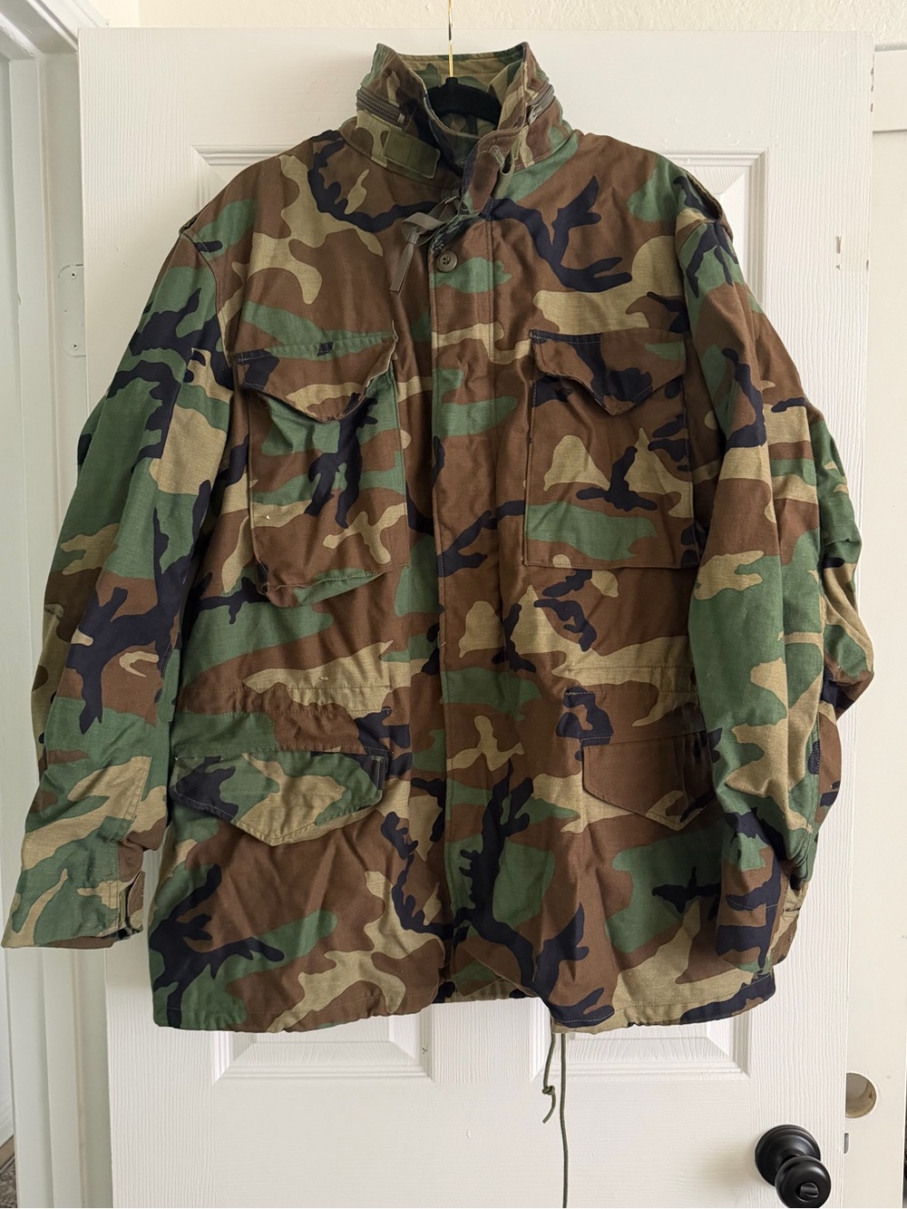 Men's Woodland Camo Military Field Jacket - Green/Brown